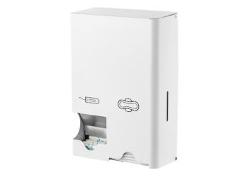 Sanitary napkin &amp; tampon dispenser small stainless steel white