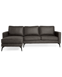 Hoekbank Lindsey microleder antraciet voorstaand links