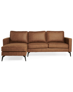 Hoekbank Lindsey microleder cognac voorstaand links