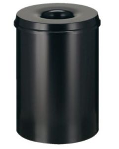 Vlamdovende prullenbak , 15 liter , zwart