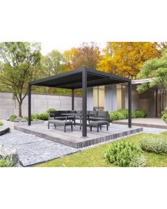 Pavilion, aluminium - antraciet/houtlook
