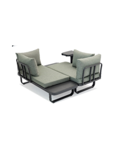 Multifunctionele loungeset Chrysant met groene kussens