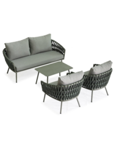 Loungeset Boterbloem aluminium frame met moutgroen touw