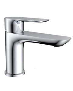 Wastafelkraan chroom, platte uitloop