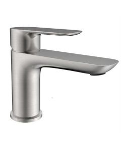 Wastafelkraan rvs geborsteld, platte uitloop