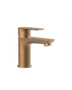 Wastafelkraan koper geborsteld, platte uitloop