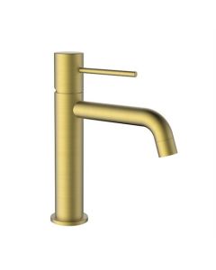 Wastafelkraan goud geborsteld, vaste uitloop