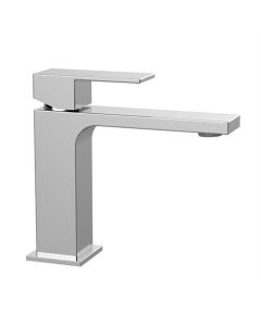 Wastafelkraan met platte vaste uitloop, verchroomd
