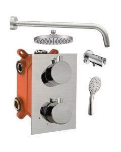 BP inbouw regendoucheset rvs geborsteld, handdouche