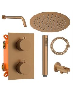 BP inbouw regendoucheset koper geborsteld, handdouche