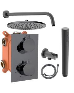 BP inbouw regendoucheset gunmetal licht grijs, handdouche