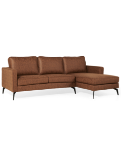 Hoekbank Lindsey microleder cognac voorstaand rechts