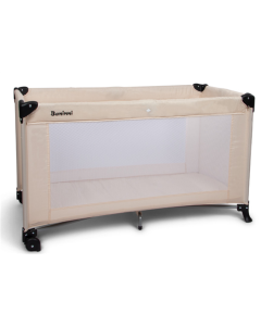 Opvouwbaar kinderbed met wieltjes en opbergzak zandkleur