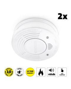 Rookmelder met 10 jaar batterij 2-pak Wit