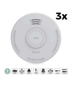 Stand-alone rookmelder met 1 jaar batterij 3 stuks